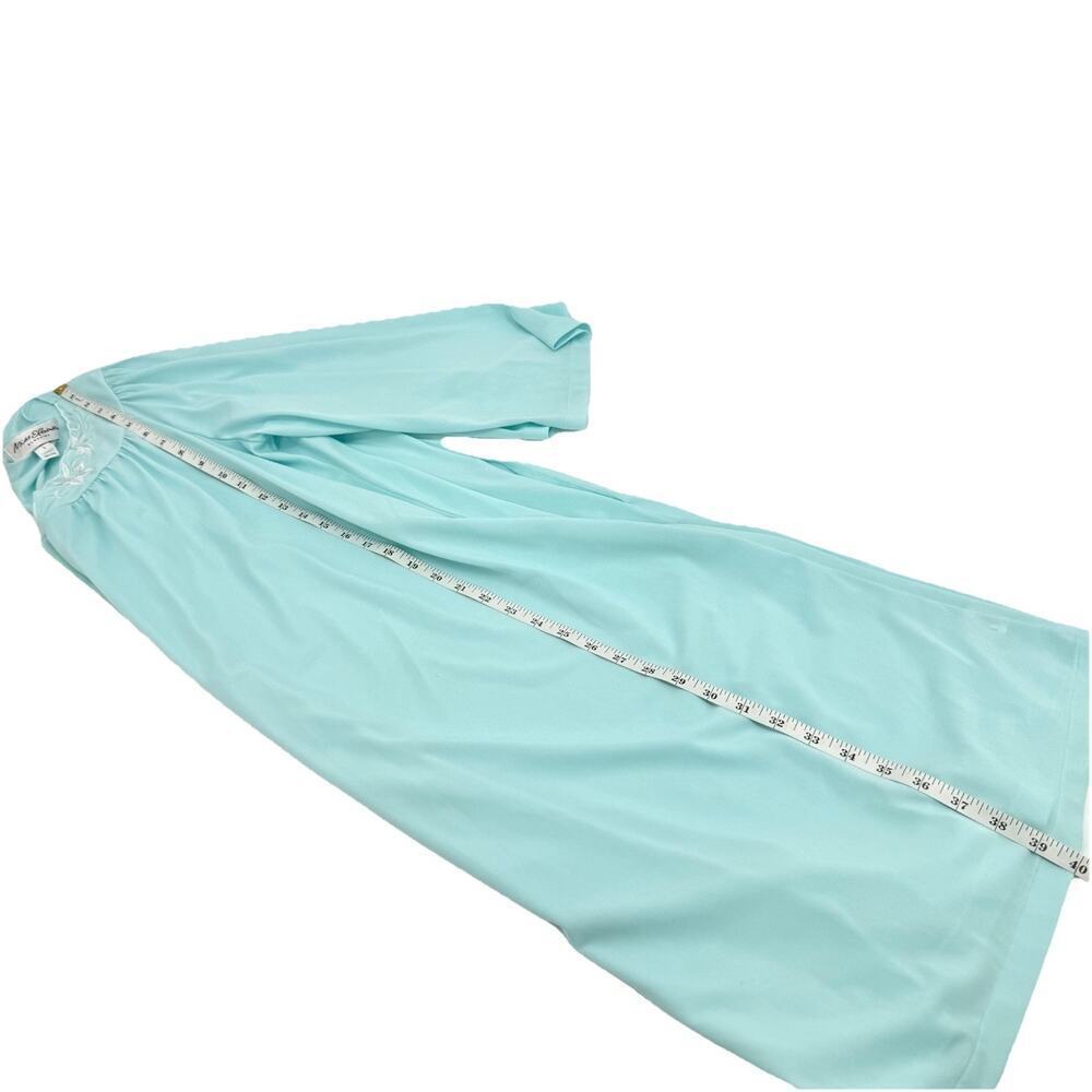 Miss Elaine Nylon Robe Sz Large Aqua Blue Button Front Housecoat Cottagecore VTG - Picture 8 of 8